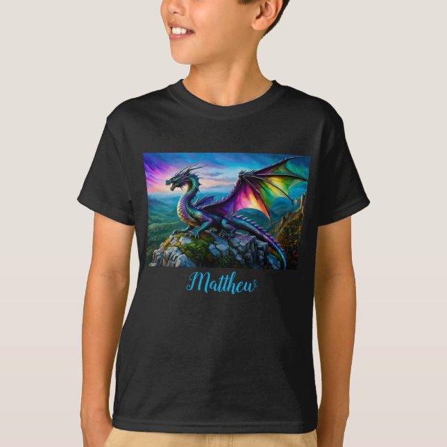 T-shirt Dragon Iridescente Garde Sa Terre (Devant)