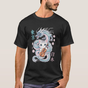 T-shirt Dragon Japonais Kawaii Cello Chat Groupe Musical O