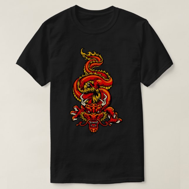 T-shirt Dragon japonais rétro (Design devant)
