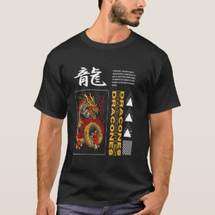 T-shirt Dragon Japonais Tokyo Asiatique style rétro 80s