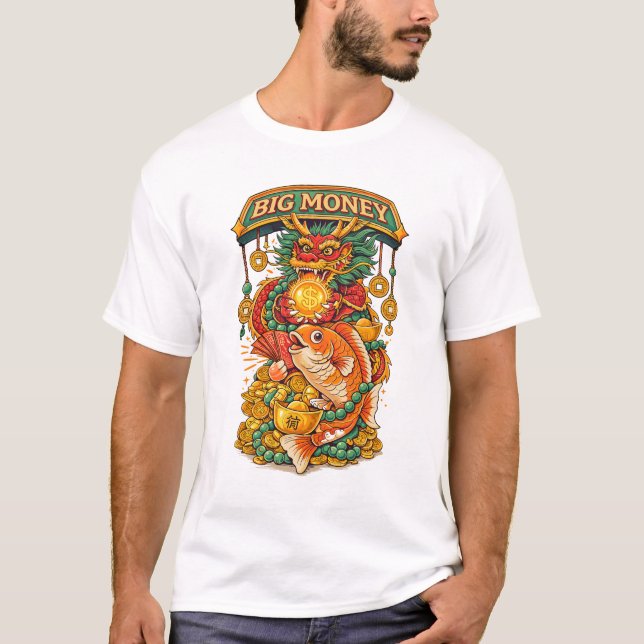 T-shirt Dragon Koi de la prospérité (Devant)