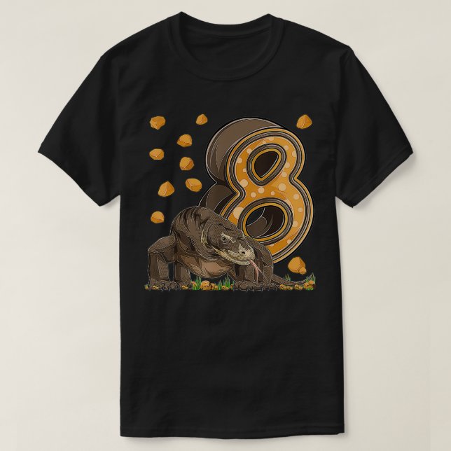 T-shirt Dragon Komodo 8 ans Reptile 8e Anniversaire Partie (Design devant)