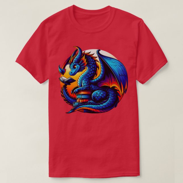 T-shirt Dragon Lecture d'un livre Bookworm Book Lover 2 (Design devant)