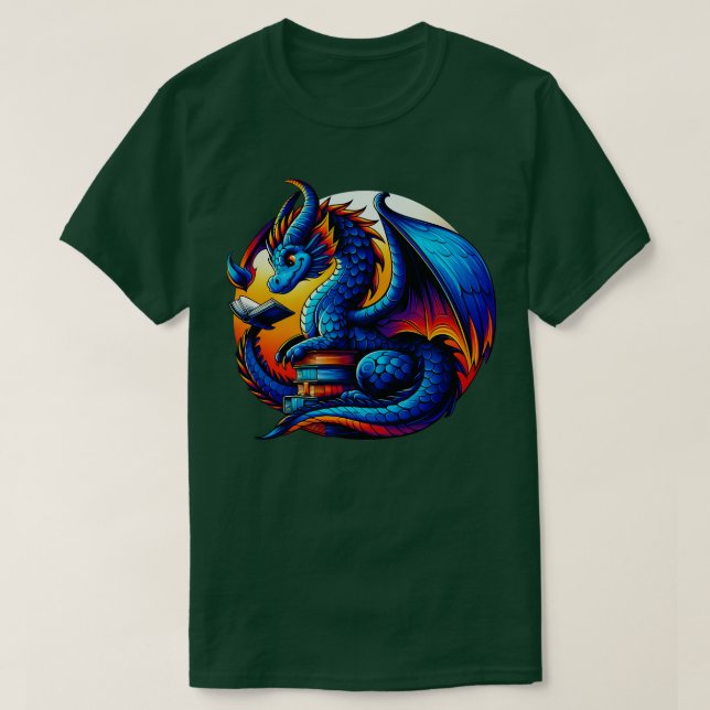 T-shirt Dragon Lecture d'un livre Bookworm Book Lover 2 (Design devant)