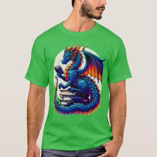 T-shirt Dragon Lecture d'un livre Bookworm Livre Lover 1