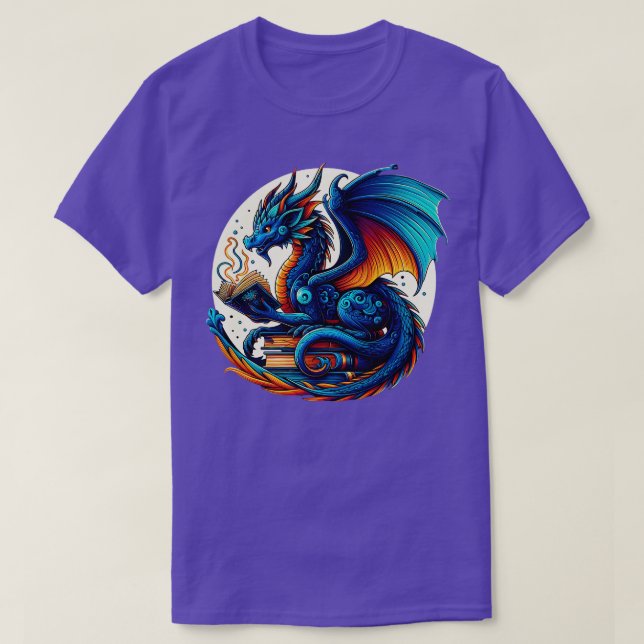 T-shirt Dragon Lecture d'un ver de livre Livre Lover (Design devant)