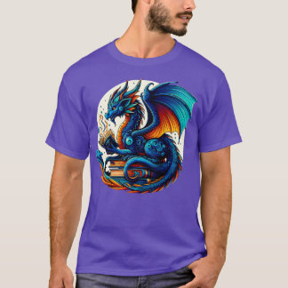 T-shirt Dragon Lecture d'un ver de livre Livre Lover
