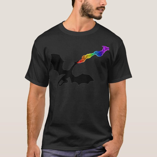 T-shirt Dragon LGBTQ avec Rainbow Fire Pride Premium (Devant)