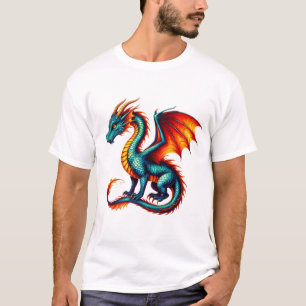 T-shirt Dragon Majestueux Aux Écailles Dorées