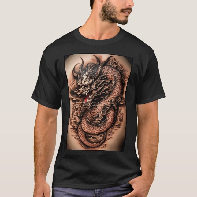 T-shirt "Dragon Majesty : une symphonie d'encre chinoise" (Devant)