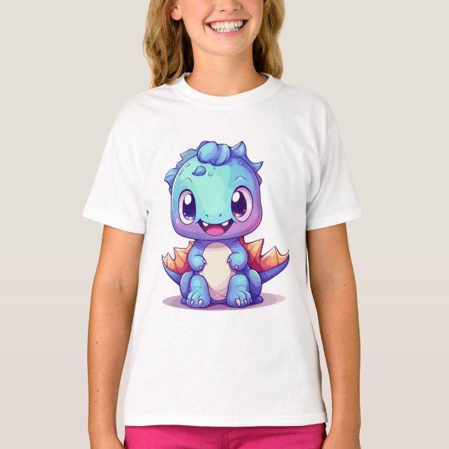 T-shirt Dragon mauve Kawaii (Devant)