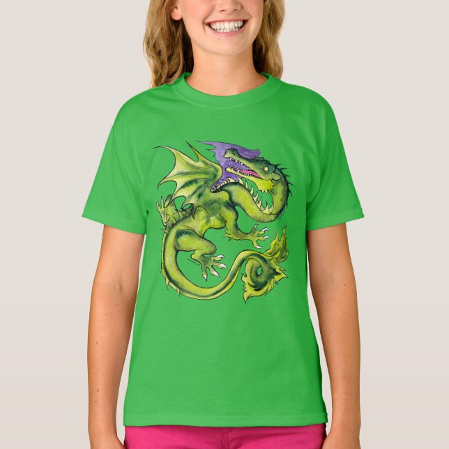 T-shirt Dragon médiéval vert (Devant)