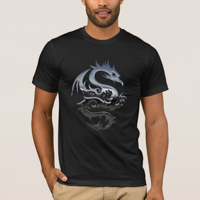 T-shirt Dragon métallique argenté (Devant)