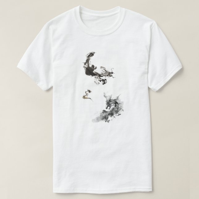 T-shirt dragon noir chinois - Mythical Asian Powe (Design devant)