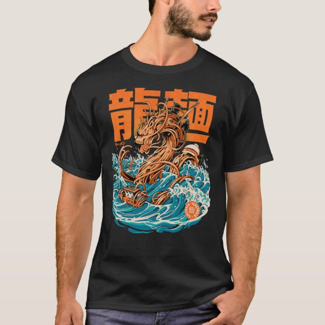 T-shirt Dragon noir du Grand Ramen de Kanagawa Essential T (Devant)