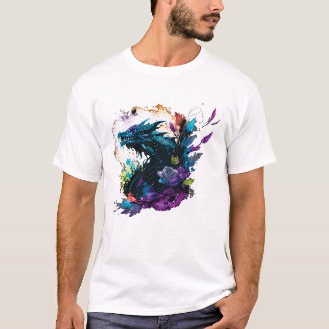 T-shirt Dragon Noir Kawaii (Devant)