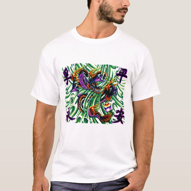 T-shirt Dragon noir oriental frais Tattpp (Devant)