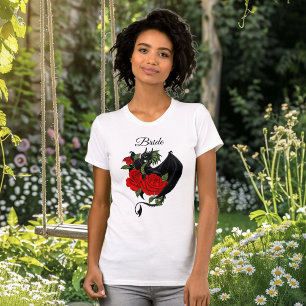 T-shirt Dragon noir Roses rouges Imaginaire