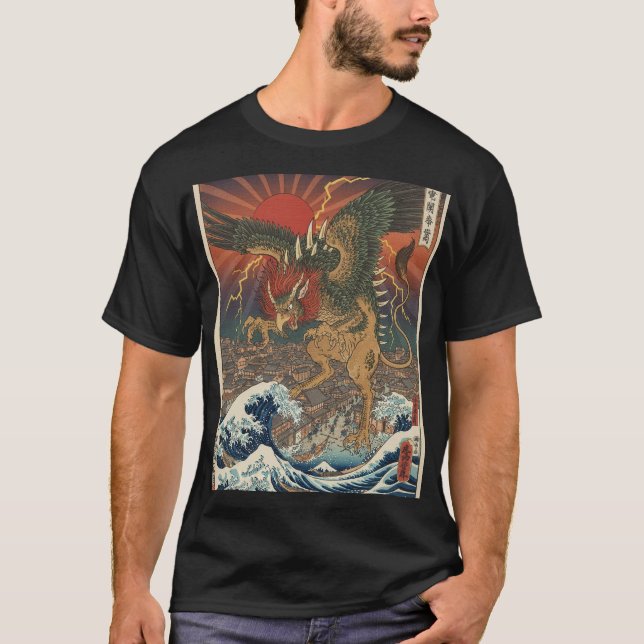 T-shirt Dragon Over Sea (Devant)