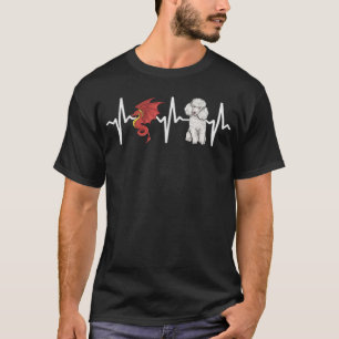 T-shirt Dragon Poodle Amoureux des chiens Heartbeat