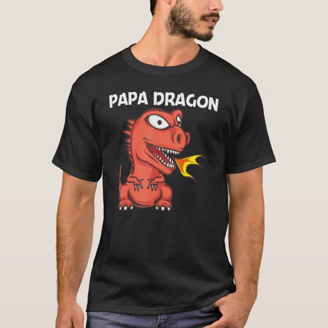 T-shirt Dragon Pour Hommes Papa Fire Respiration Créature (Devant)