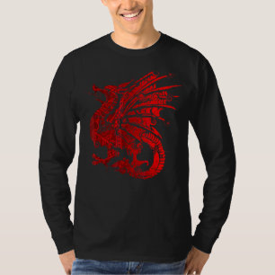 T-shirt Dragon Rouge À Fierce Avec Ailes Araignées Et Mand