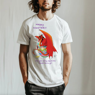 T-shirt Dragon rouge aux oeufs de Pâques