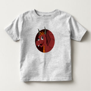 T-shirt dragon rouge caricature pour tout-petits
