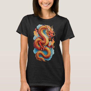 T-shirt Dragon Rouge Chinois Illustration Fougueuse-67561