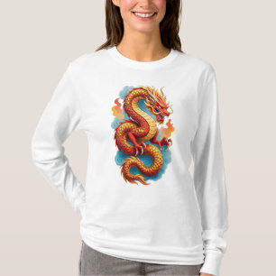 T-shirt Dragon Rouge Chinois Illustration Fougueuse-67561