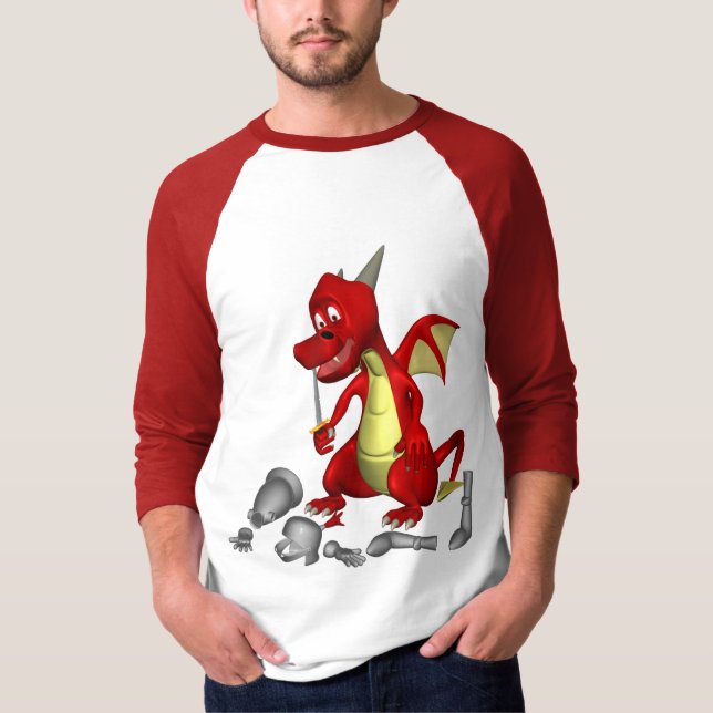 T-shirt Dragon rouge ramasse le chevalier dans les dents (Devant)