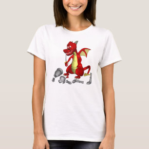 T-shirt Dragon rouge ramasse le chevalier dans les dents