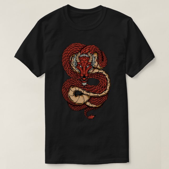T-shirt Dragon rouge vif (Design devant)