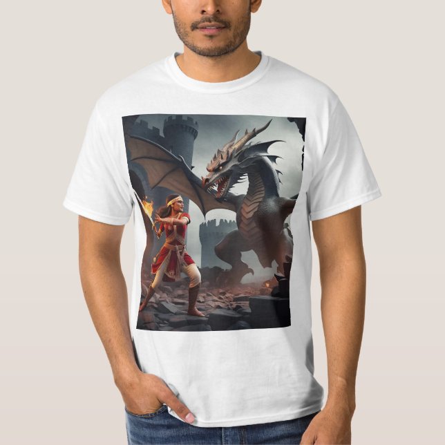 T-shirt Dragon’s Bane : Chevalier dans les ruines (Devant)