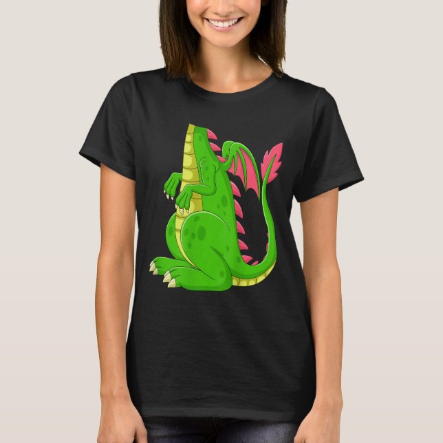 T-shirt Dragon Shirt Adult Men Women Kids Green Dragon Cos (Devant)