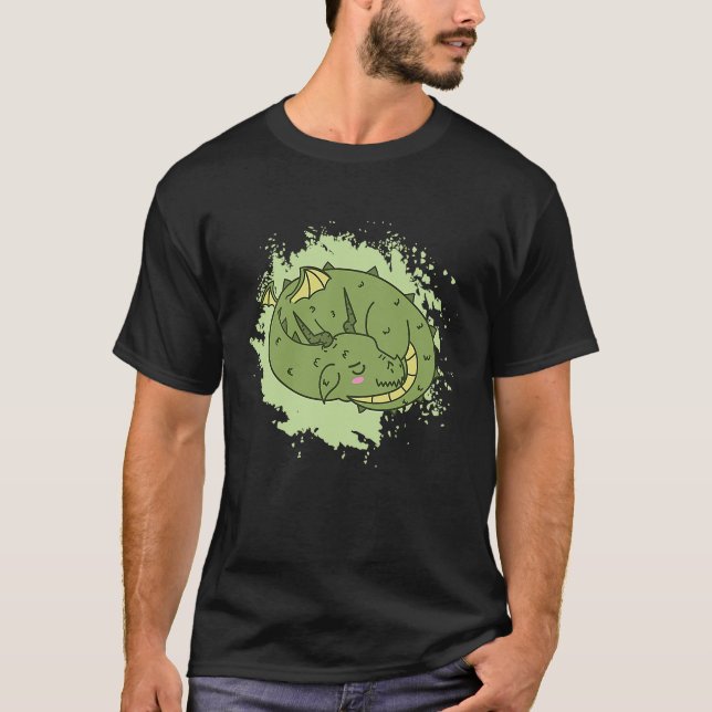 T-shirt Dragon sleeping cute Fantasy Animal (Devant)