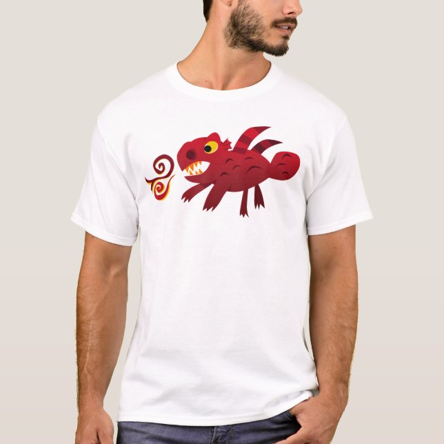 T-shirt Dragon solide rouge (adulte) (Devant)