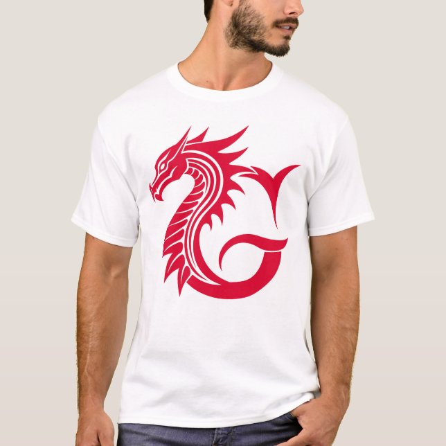 T-shirt Dragon Styled Letter G, Dragon Alphabet, Monogram (Devant)