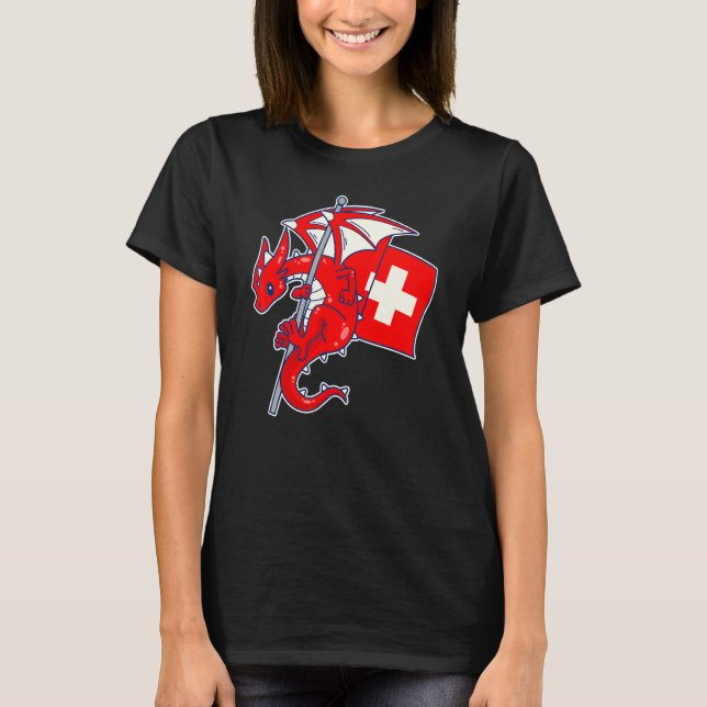 T-shirt Dragon Suisse Épique Drapeau Suisse Fier (Devant)