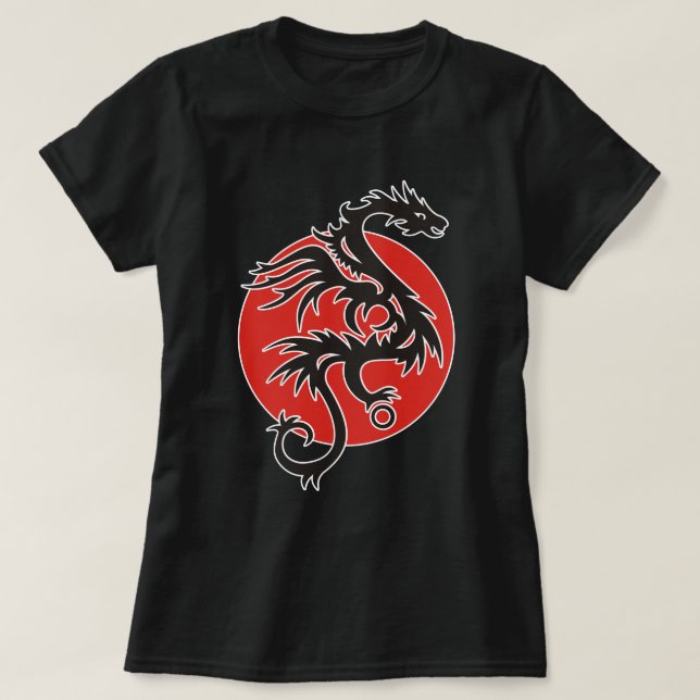 T-shirt Dragon Sun - noir rouge blanc + vos idées (Design devant)