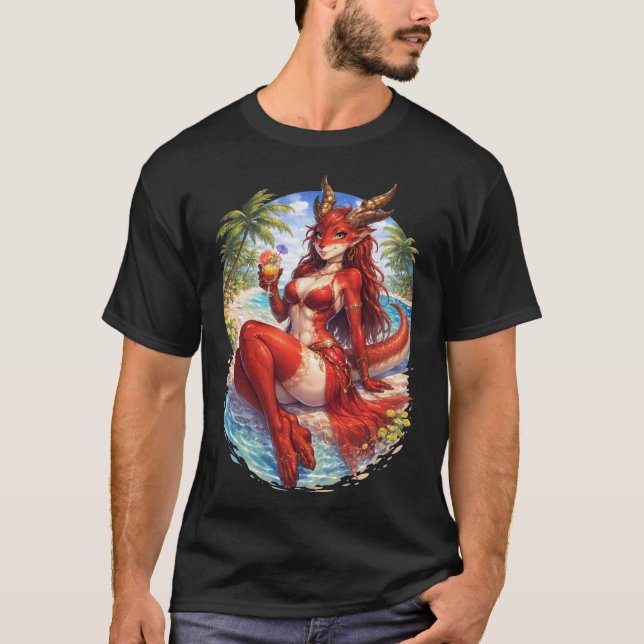 T-shirt Dragon sur la plage (Devant)