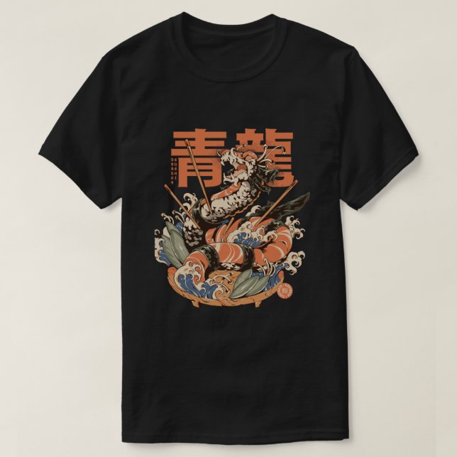T-shirt "Dragon Sushi - Noir" par ilustrata (Design devant)