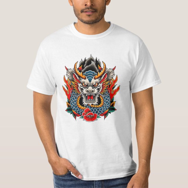 T-shirt Dragon tatouage épique joueur ventilateur imaginai (Devant)