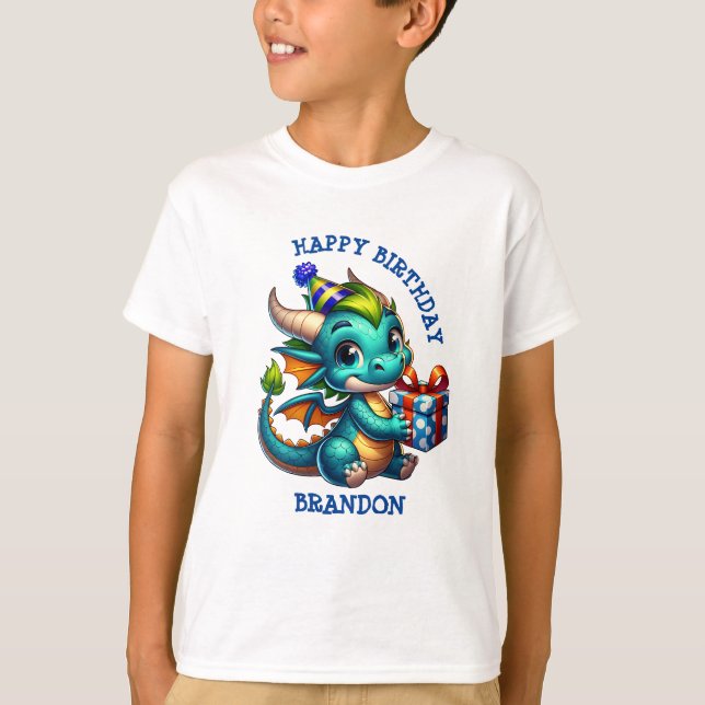 T-shirt Dragon Thème Personnalisé Anniversaire Garçon (Devant)