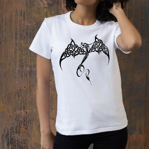 T-shirt Dragon Tribal Celtique Entrelacs Noir Blanc Fantas