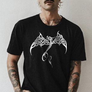 T-shirt Dragon Tribal Celtique Entrelacs Noir Blanc Fantas