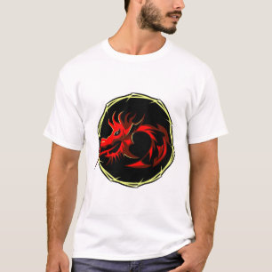T-shirt dragon tribal rouge chinois logo 2
