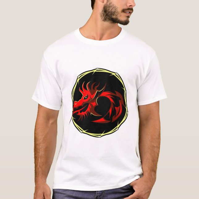 T-shirt dragon tribal rouge chinois logo 2 (Devant)