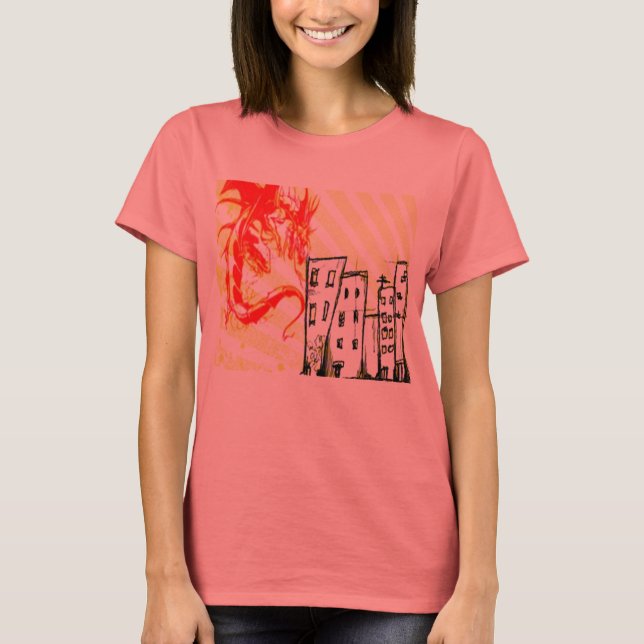 T-shirt dragon urbain féminin (Devant)