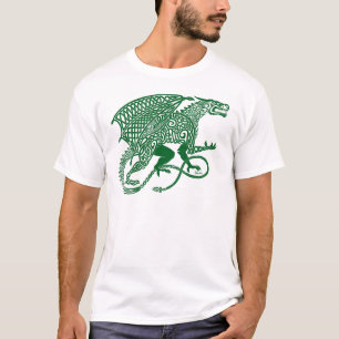 T-shirt Dragon vert de Knotwork sur le blanc